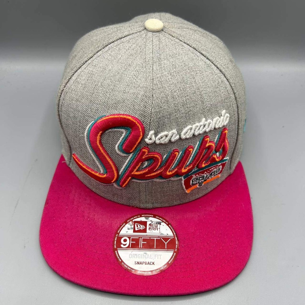 San Antonio Spurs NBA Hat Men Gray Pink 9Fifty New Era Snap Back Cap HWC
